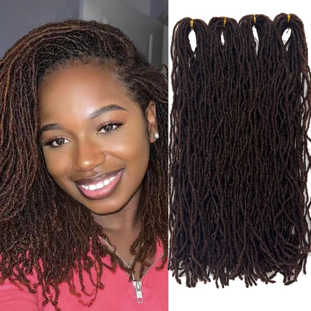 Fuax Locs Crochet Hair Super Lightweight Micro Locs 4 Pack Sister Locs Crochet Hair Synthetic braids Hair Extensions (#33, 18 Inch)