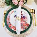 Set of 12 Green Charger Plates with Beaded. 13" Reusable Plastic Table Chargers for Dinner Plates