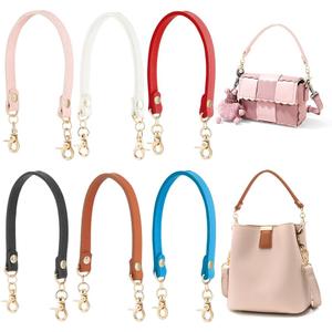 PH PandaHall 6 Colors PU Leather Purse Handle, 12.8 Inch Short Purse Strap Replacement Handbag Handle with Light Gold Swivel Clasps for Handmade Bag Handbag Purse Tote, 6pcs (3.2x1.9cm Clasp)