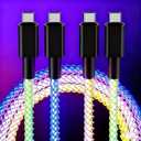 2 Packs 6.6FT Light Up USB C to Type C LED RGB USB C Charging Cable,Fast Charging Cord for iPhone 15 Pro Max Plus, iPad mini Pro Air, MacBook and Galaxy Note Pixel etc(66W)
