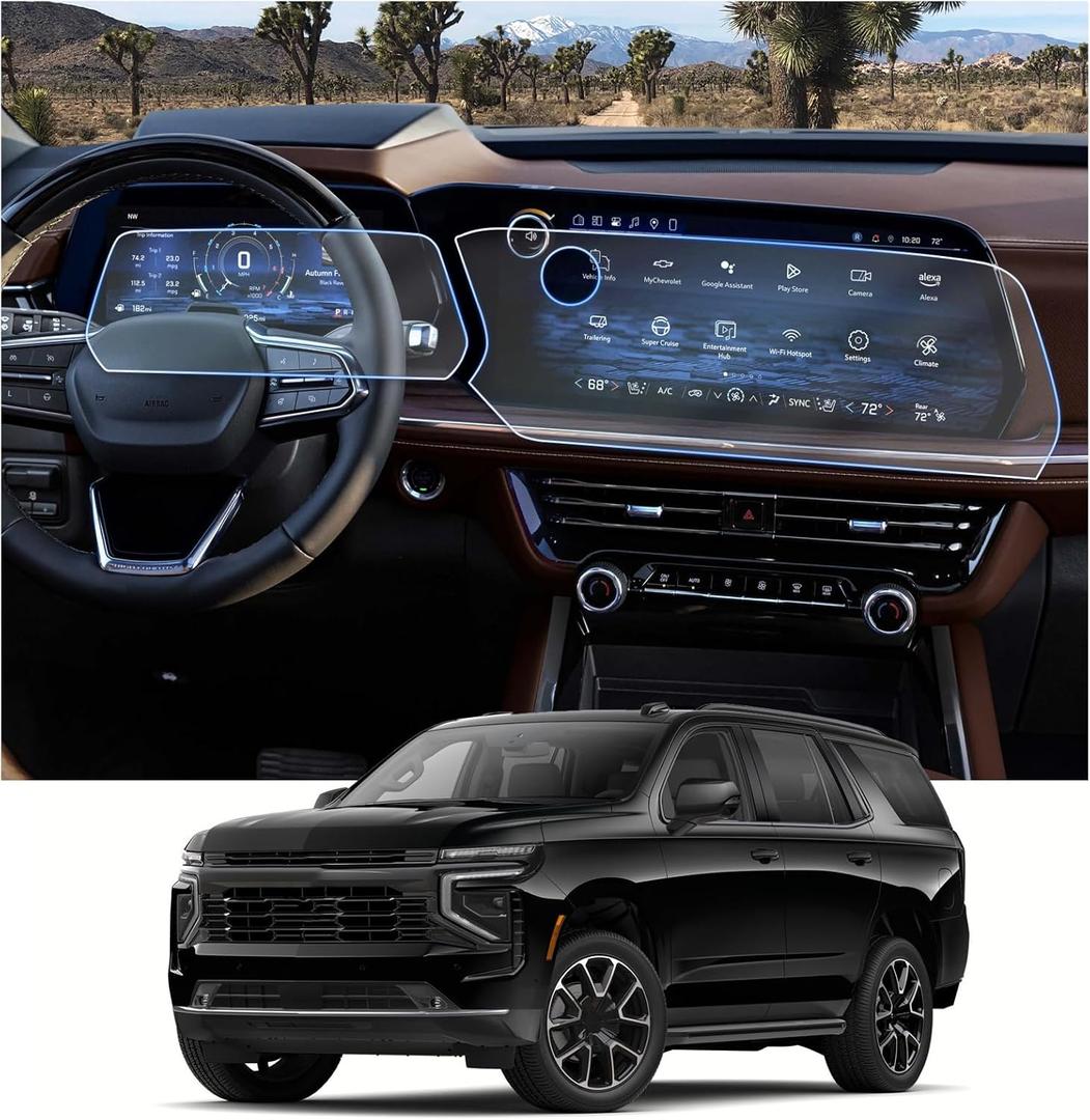 CDEFG 4PCS for 2025 Chevy Tahoe Suburban Screen Protector for 2025 Chevy Tahoe Suburban Accessories 17.7-inch Touch Screen & 11-Inch Dash 2025 Tahoe Suburban Nano Screen Cover HD Clear