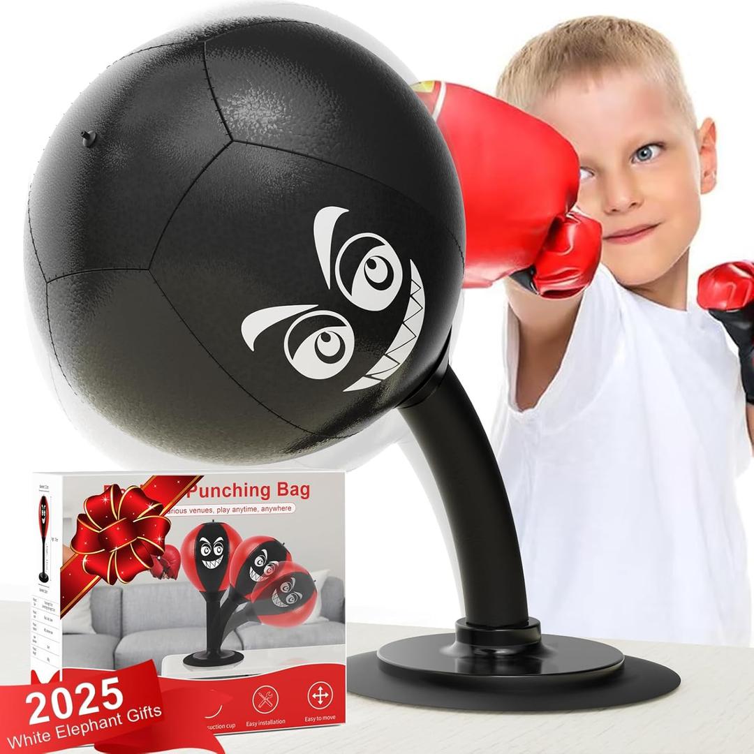 HZG Desktop Punching Bag, Stress Buster with Suction Cup for Office Table and Counters, Heavy Duty Stress Relief Ball, Desk Boxing Punch Ball, Funny Toys for Kids Coworkers and Friends (black)