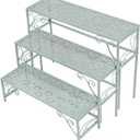 Metal Plant Stand,3 Tier Foldable Ladder Planters Display Shelf,Multiple Plants Flower Pots Vases Storage Organizer,for Indoor Outdoor Garden Balcony Yard