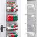 Teenyyou Hanging Yarn Storage Organizer Large Capacity Knitting Organizer with 5 Zipper Closure Compartments Over Door Knitting Storage Holder Clear Holder for Crochet Hooks Yarn Balls