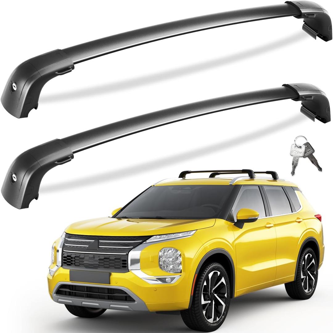 Tuyoung Lockable 220lb Roof Rack Cross Bars Compatible with Mitsubishi Outlander 2022-2025 & Outlander PHEV 2023-2025 (Not for Outlander Sport), Lockable Aluminum Black Crossbar Luggage Rooftop