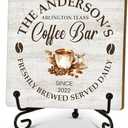Funny Office Desk Decor, Coffee Bar Accessories, Coffee Bar Wooden Sign, Birthday Christmas Inspirational Gifts for Women Men Family Friends, Cute Cool Desk Accessories for Home Office-D15, Pack of 2