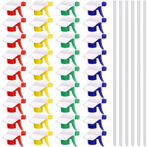 Vesici 36 Pcs Spray Bottle Nozzle Replacement 28-400 Trigger Nozzles with Tube Spray Bottle Heads Only for 16 or 32 oz Car Window Cleaning (Bright Colors)