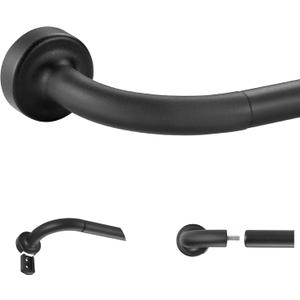 Matte Black Disc Curtain Rods, 48-84 Inches Window Curtain Rod,Adjustable Room Darkening Curtain Rod with Aluminum Finials and Brackets,Wrap Around Design