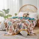 Boho Throw Blanket Farmhouse Decor Throw Blanket Bohemian Blanket for Bed 100% Cotton Muslin Woven Couch Blanket All Seasons Quilt Bedroom (Beige, 50"x60")