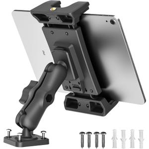 OHLPRO Car Tablet Holder - Heavy Duty Drill Base, Tablet Mount for Truck Compatible with iPad, Samsung Tab 5"-13" Tablets and Phones, iPad Stand for Wall/Business/Vehicle/Desktop, etc.- 4-inch Arm