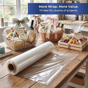 Clear Cellophane Wrap Roll 31.5 in x 110 ft - Gift Basket Wrap Cellophane