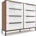 tinge Lira Premium 8 Drawer Fabric Dresser - Engineered Wood Frame Chest of Drawers for Bedroom - Strong & Sag-Proof Clothing Organizer with Sleek Metal Handles (Dark Brown), 11.8"D x 46.2"W x 36.5"H