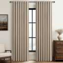 GreyBeige Modern Neutral 90 Inch Blackout Sliding Glass Door Curtains Light and Draft Blocking Drapes for Living Room Traverse Ring Top Back Tab Heavy Duty Lined Linen Burg Cottagecore Nursery 2 Pack