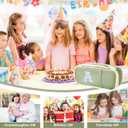 2 x Janhavi Initial Large Capacity Premium Oxford Cute Aesthetic Pencil Case Pouch Bag Special School Supplies Colored Stationery Organizer Gifts for Girls, Women, Adults (green)