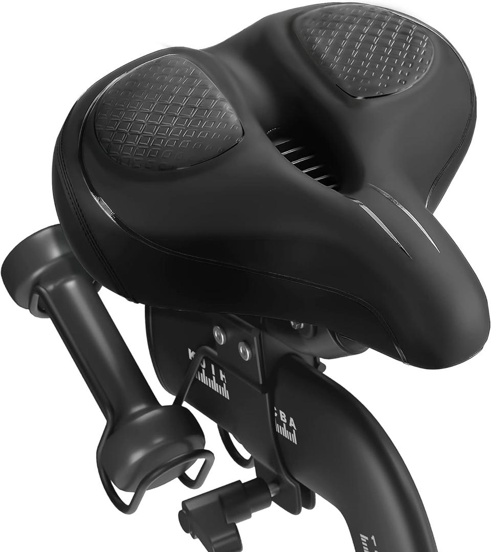 Oversized Bike Seat for Peloton Bike & Bike+, Comfort Seat Cushion Compatible with Peloton, Road or Exercise Bikes, Bicycle Wide Saddle Replacement for Men & Women, Accessories for Peloton (Black)