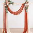 Floroom Arch Flowers with Drapes Kit (Pack of 4) - 2pcs Artificial Terracotta & Cream Floral Swag Arrangement with 2pcs Draping Fabric for Wedding Ceremony Arbor and Reception Backdrop Decoration