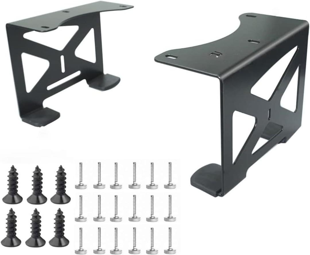 Under Desk Mount Metal Storage Stand For PS5 Console, Carbon Steel Rack with Silicone Protection, Stable And Secure Attachment, Space Saving Design for Gaming Setup, Black