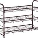 SONGMICS Shoe Rack, 3 Tier Shoe Organizer for Closet, Holds up to 12 Pairs of Shoes, Shoe Rack for Front Door Entrance, Metal Shoe Shelf with Adjustable Tilt Angle, for Entryway, Garage, Bronze