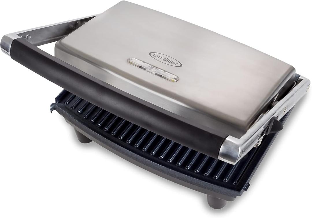 Classic Cuisine 985590BYL Panini Press Grill and Gourmet Sandwich Maker for Healthy Cooking, 12" x 10", Black