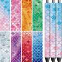 Peacoblue UV DTF Pen Wraps Transfer Sticker Decal Mermaid - 48pcs Waterproof HD Print UV DTF Vinly Pen Adhesive Decals for Personalized DIY Blank Pencil Pen Decorative Crafts Gifts Giving