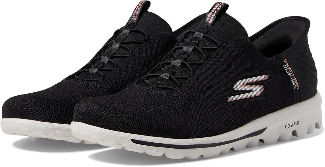 Skechers Women's Go Walk Travel Milan Hands Free Slip-ins Sneaker (9.5, Black/Pink)
