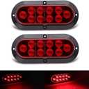 TMH 6" Oval Red LED Trailer Tail Light Surface Mount 10 LED Waterproof Stop Brake Turn Trailer Lights for Truck RV Bus Lorry Low-High Brightness 12V DC, 2PCS