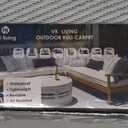 VKLIVING 8'x10' Outdoor Patio Rug, Grey-Floral, Waterproof, Modern Style, Flat Woven, Floral Pattern, Polypropylene, Area Rug, Spot Clean Only