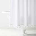 White 
French Tassel Shower Curtain
, 6×6Ft