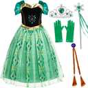 Party Chili Princess Costumes for Girls | ideal for Halloween, Birthday Party Dress Up, Christmas, Pretend Play, With Wig Crown Mace Gloves, 5-6 Years