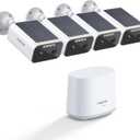 Solar Security Cameras Wireless Outdoor, 4-Cam-Kit, 2K Home Security Camera System, 365-Day Battery Life, No Subscription Fee, Easy to Install, Color Night Vision, Local Storage
