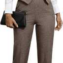 SOLY HUX Women's 2 Piece Outfits V Neck Button Down Sleeveless Blazer Vest and Pants Work Office Set (Khaki), XS
