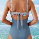HXN Women's One Piece Swimsuit Tummy Control Bathing Suit Color Block Cutout Slimming Swim Suit Swimwear 2025 (L)