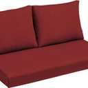 Arden Outdoor Loveseat Cushion Set, 48 x 24, Water Repellent, Fade Resistant, Cushion Set for Couch, Bench, and Swing 48 x 24, Ruby Red Leala
