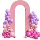 Peomeise 7.2FT Spandex Open Arch Backdrop CoverU-Shaped 2-Sided Backdrop CoverRound Top Chiara Stand Cover for Birthday Party Wedding Ceremony Baby Shower DecorationDusty Pink