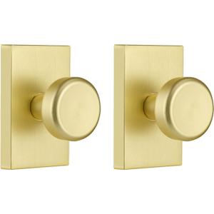 Gold Door Knobs,Interior Door Handles for Closet,Heavy Duty Door Knob Door Lever (Dummy, Satin Brass)
