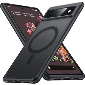 Google Pixel 6 Case with MagSafe & Military Grade Protection, Translucent Matte, Anti-Fingerprint, Slim Silicone Bumper, Black