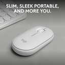 Logitech Pebble Mouse 2 M350s Slim Bluetooth Wireless Mouse, Portable, Lightweight, Customizable Button, Quiet Clicks, Easy-Switch for Windows, macOS, iPadOS, Android, Chrome OS - Tonal White