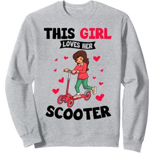 This Girl loves her Scooter Kick Scooter Girls Kids Sweatshirt, M