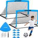 Pro-Grade Kids Backyard Soccer Goal, Tear-Resistant 5-Layer Polyester Soccer Net & 10mm Poles for Maximum Durability, 4x3ft/6x4ft/7x5ft, Pop Up Portable Soccer Training Equipment Set with Size 4 Ball