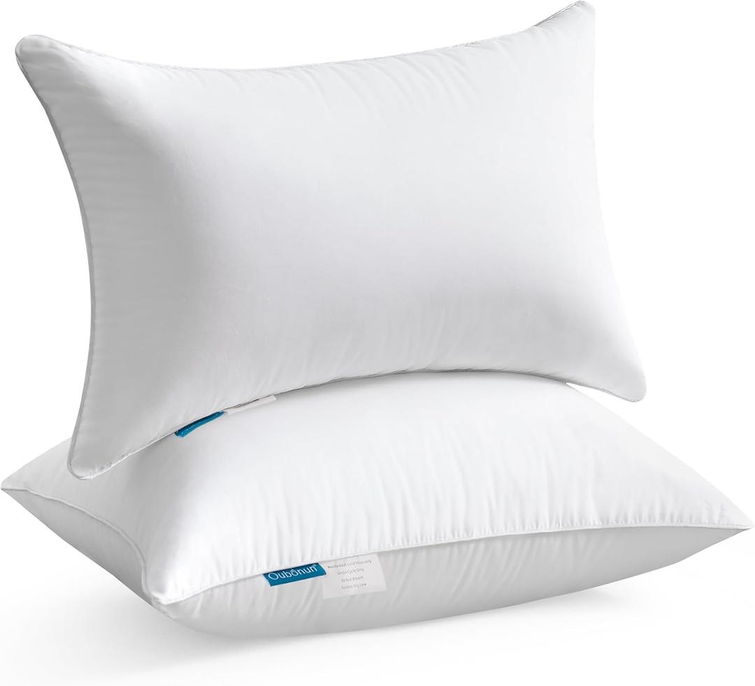 Oubonun 12 x 20 Lumbar Pillow (Set of 2) - 100% Cotton Cover - Rectangle Square Sofa Pillow Inserts - Decorative Pillow Pair - White Couch Pillow, 2 Count