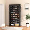 ROJASOP 10 Tier Shoe Rack with Covers,Large Capacity Stackable Tall Shoe Shelf Storage to 50-55 Pairs Shoes and Boots Sturdy Metal Free Standing Shoe Rack Organizer for Closet Entryway Garage, 33.8"w - 10 Tier