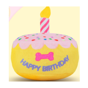 FurtasticFinds Dog Birthday Cake Toy 5.9", Larger Plush Dog Gift with Electronic Music Box, Plays Happy Birthday Song & Puppy Bark Melody, Party Decoration for All Breeds Dogs, Pink