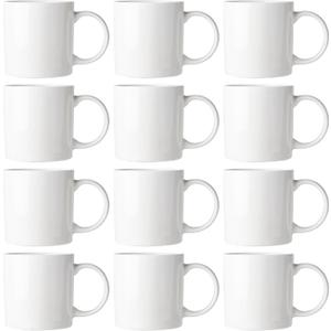AmorArc 12oz Off White Coffee Mugs, Ceramic Coffee Mugs with Large Handle for Man, Woman, Light Weight Coffee Mugs Set for Latte/Cappuccino/Cocoa/Milk, Dishwasher & Microwave Safe, 12Pcs