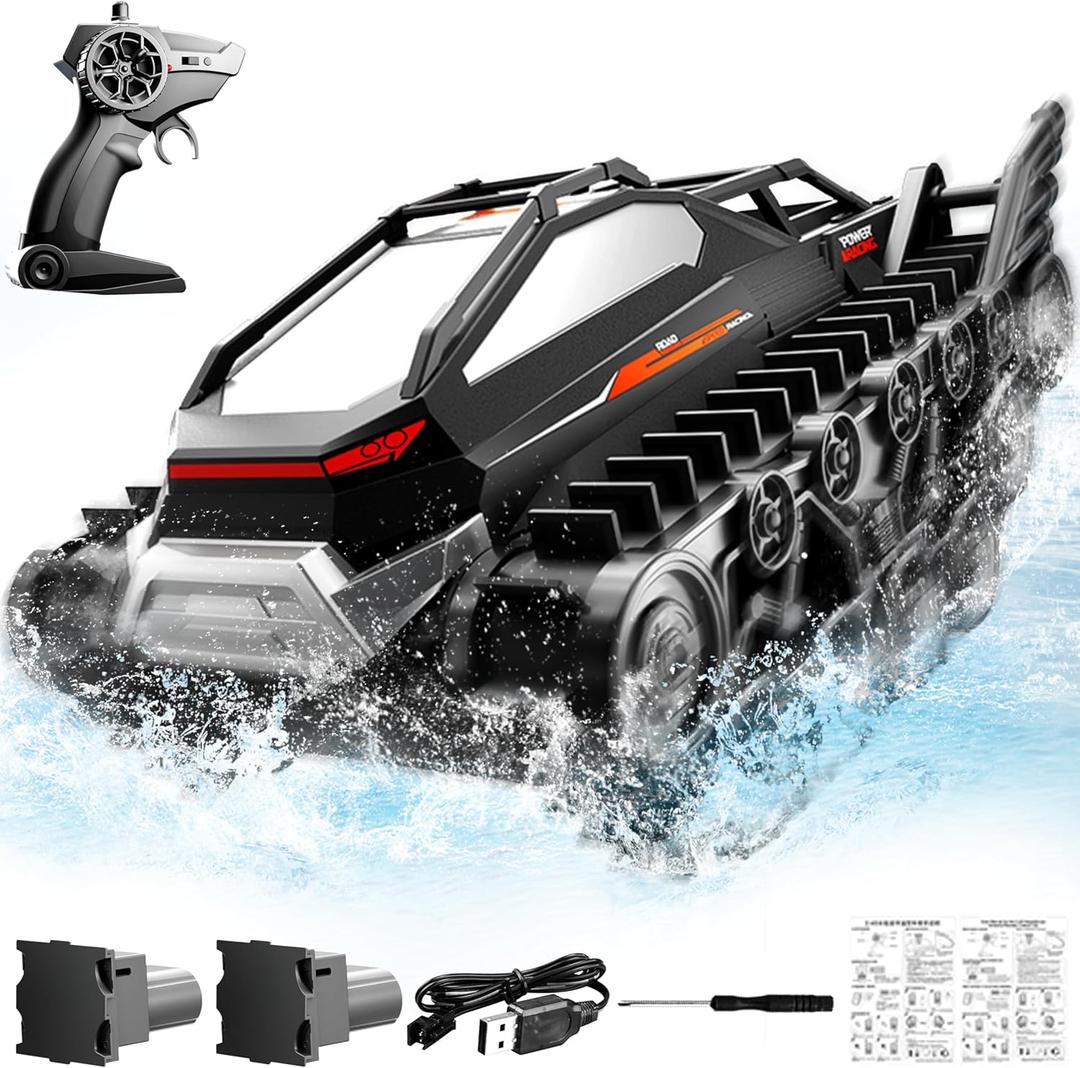 BEZGAR RC Tank - Amphibious Remote Control Car, Gesture Sensing RC Stunt Tank with 2 Rechargeable Batteries, 2.4GHz All Terrain Off Road Truck Crawler Toys, Birthday Gifts for Boys & Girls