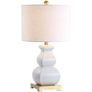 JONATHAN Y JYL3049B Vienna 25.5" Ceramic LED Table Lamp Contemporary Transitional Bedside Desk Nightstand for Bedroom Living Room Office College Bookcase LED Bulb Included, White/Gold