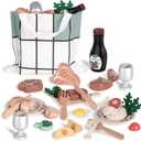 Wooden Play Kitchen Food Set, Kids Kitchen Accessories for Girl Boy 3-6 Years