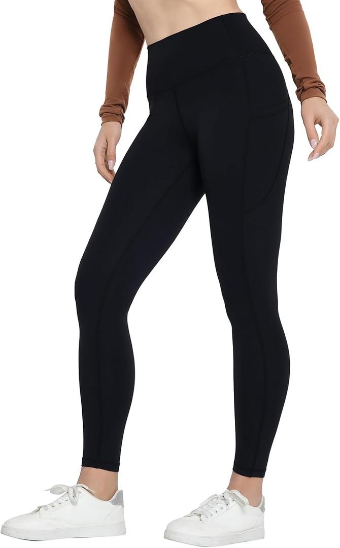 Womens Leggings High Waisted Lounge Legging 25" Inseam Gym Workout Leggings for Women Buttery Soft Yoga Pants (Black, L)