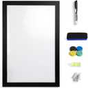 Real Wooden Framed Magnetic Dry Erase Whiteboard, 24" X 36", Vertical/Horizontal Wall Mount, Includes Black Marker, Eraser and 4 Magnets, by Better Office Products (Solid Black)