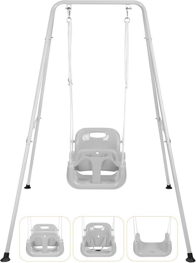 3-in-1 Toddler Swing, Foldable Indoor & Outdoor Baby Swing
Multifunctional Swings for Children 6 Months and Older, Easy to Assemble and Store for Backyard Play (Gray)