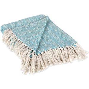 DII Diamond Stitch Woven Throw, Organic Modern, 50 x 60, Aqua